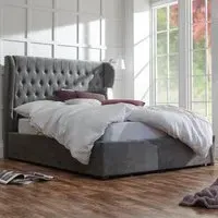 Dorking Double Ottoman Bed with Storage - Grey, Fabric