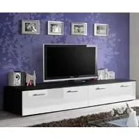 Doswell High Gloss TV Stand with 2 Doors - Black and White