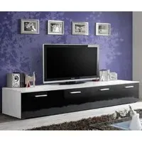 Doswell High Gloss TV Stand with 2 Doors - White and Black