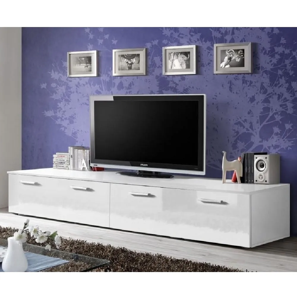 Doswell High Gloss TV Stand with 2 Doors - White