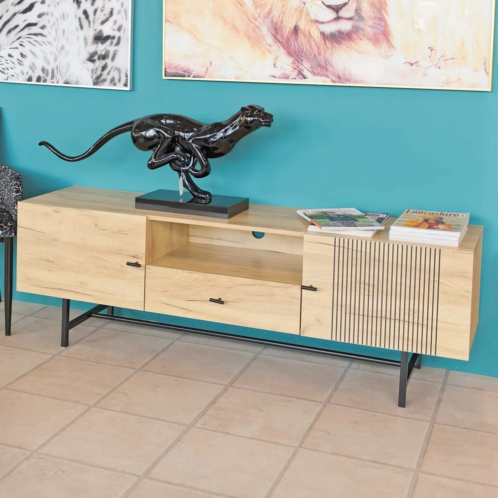 Doswell Wooden Sideboard with 2 Doors 1 Drawer - Natural image