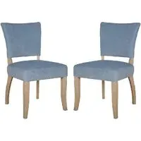 Dothan Dining Chairs in Pair - Blue, Velvet