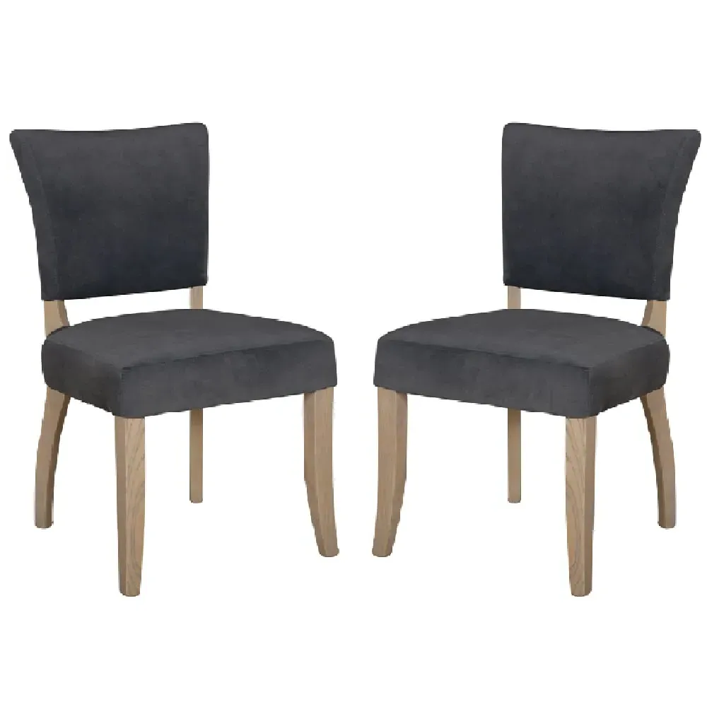 Dothan Dining Chairs in Pair - Dark Grey, Velvet