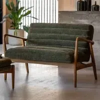 Dotson 2-Seater Sofa with Wooden Frame - Green, Fabric