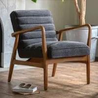 Dotson Fabric Armchair with Wooden Frame - Charcoal