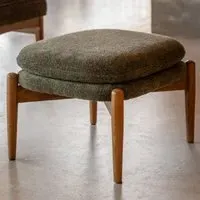 Dotson Fabric Footstool with Wooden Frame - Green