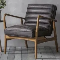 Dotson Leather Armchair with Oak Frame - Antique Ebony