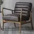 Dotson Leather Armchair with Oak Frame - Antique Ebony