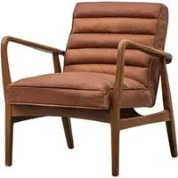 Dotson Leather Armchair with Oak Frame - Vintage Brown