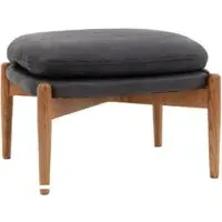 Dotson Leather Footstool with Wooden Frame - Antique Ebony