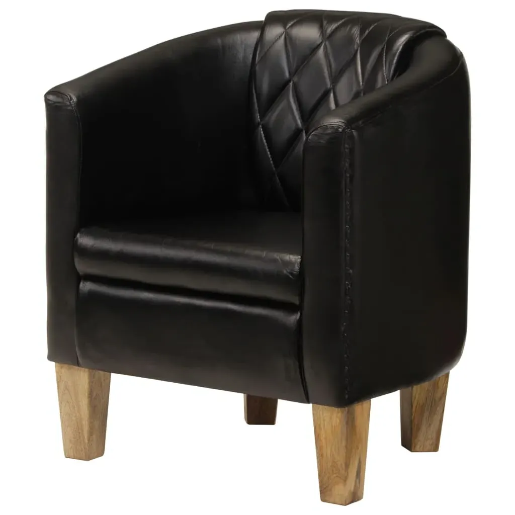 Dove Tub Chair - Black, Real Leather