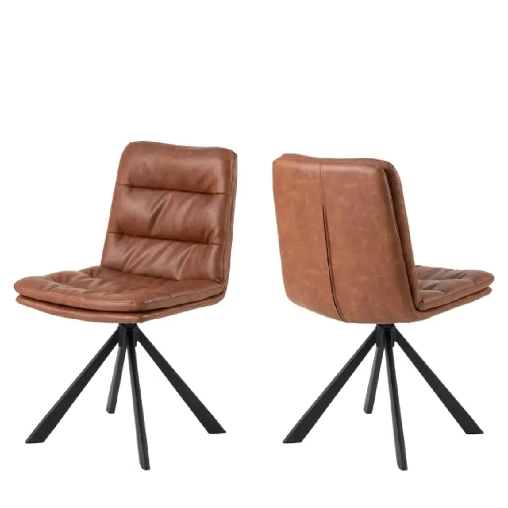 Downey Dining Chairs with Swivel Function (Set of 2) - Brandy, Faux Leather product
