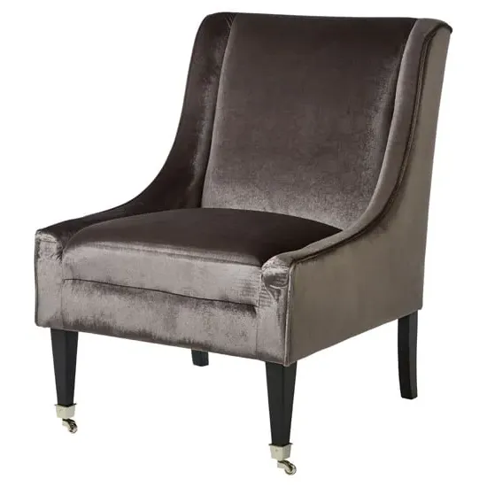 Dowten High-Back Accent Chair - Grey, Velvet