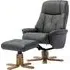 Dox Swivel Recliner Chair with Stool - Cinder, Leather