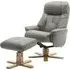 Dox Swivel Recliner Chair with Stool - Grey, Leather