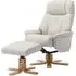 Dox Swivel Recliner Chair with Stool - Mushroom, Leather