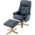 Dox Swivel Recliner Chair with Stool - Navy, Leather