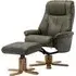 Dox Swivel Recliner Chair with Stool - Olive Green, Leather