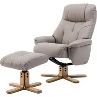 Dox Swivel Recliner Chair with Stool - Pebble, Leather