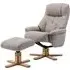 Dox Swivel Recliner Chair with Stool - Pebble, Leather