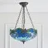 Dragonfly 3 Light Inverted Pendant Light - Blue, Glass