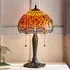 Dragonfly Flame Small Tiffany Glass Table Lamp - Dark Bronze
