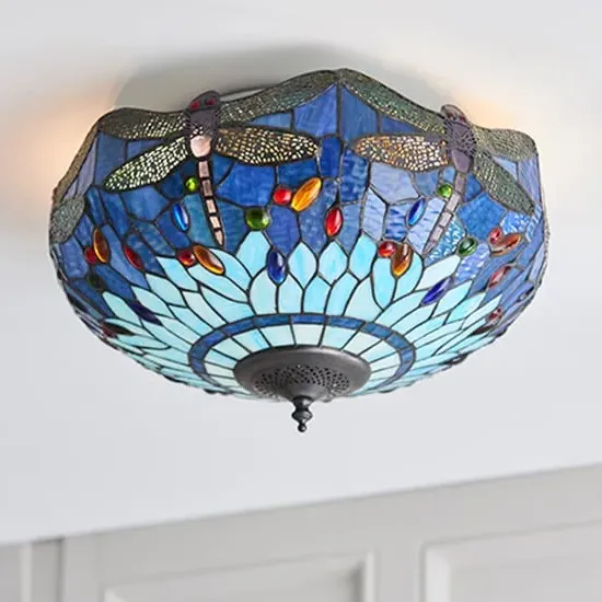 Dragonfly Medium Ceiling Light - Blue, Glass image