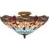 Dragonfly Semi Flush Ceiling Light with Tiffany Glass - Antique Brass