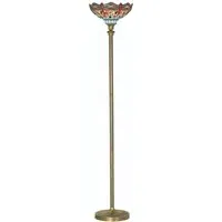 Dragonfly Stained Glass Floor Lamp - Antique Brass