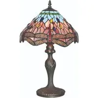 Dragonfly Stained Glass Table Lamp - Antique Brass