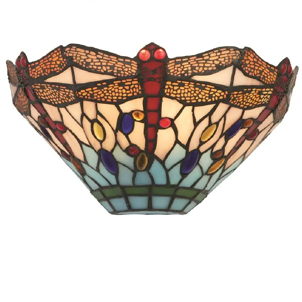 Dragonfly Stained Glass Wall Light - Antique Brass image