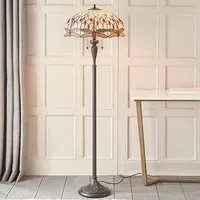 Dragonfly Tiffany Glass Floor Lamp - Beige, Dark Bronze
