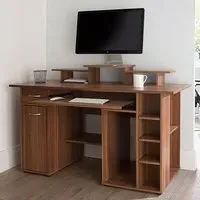 Drake Laptop Desk with Storage - Walnut
