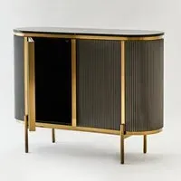 Draper Small Storage Cabinet - Grey, Black Marble Effect