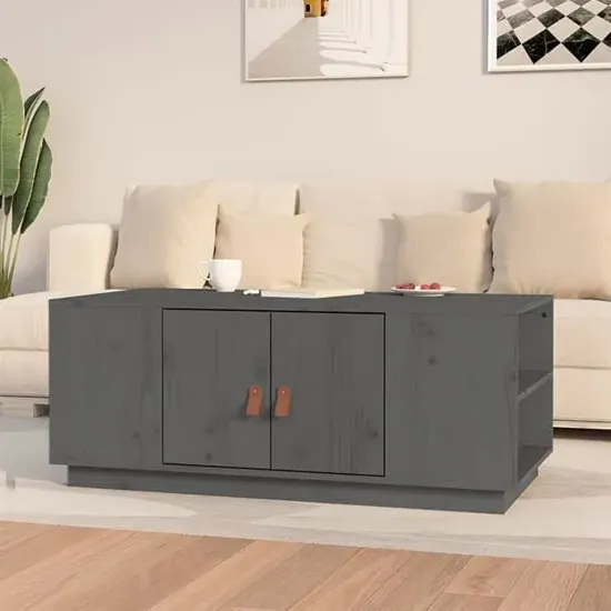 Drika Coffee Table with Storage - Grey, Pinewood