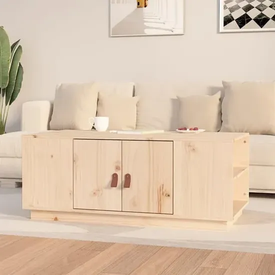 Drika Coffee Table with Storage - Natural, Pinewood