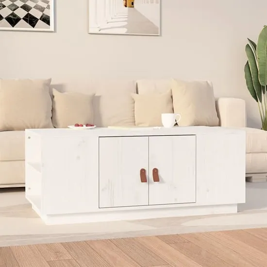 Drika Coffee Table with Storage - White, Pinewood image