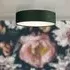 Drum 2 Light Flush Ceiling Light - Green, Velvet