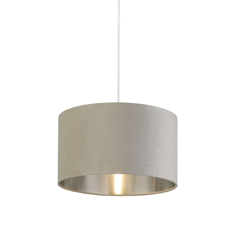Drum Large Pendant Light - Light Grey, Velvet