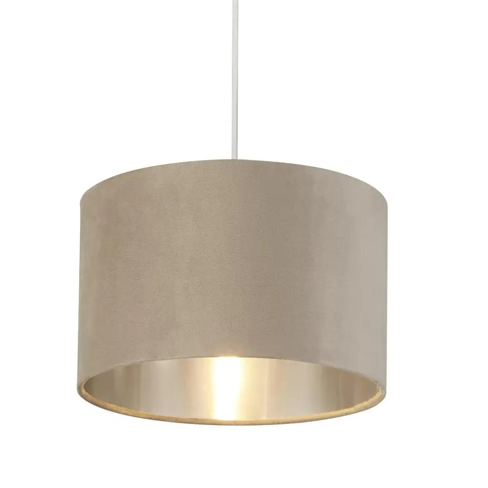 Drum Small Pendant Light - Taupe, Velvet