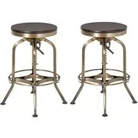 Dschubba Adjustable Bar Stools - Brass, Steel