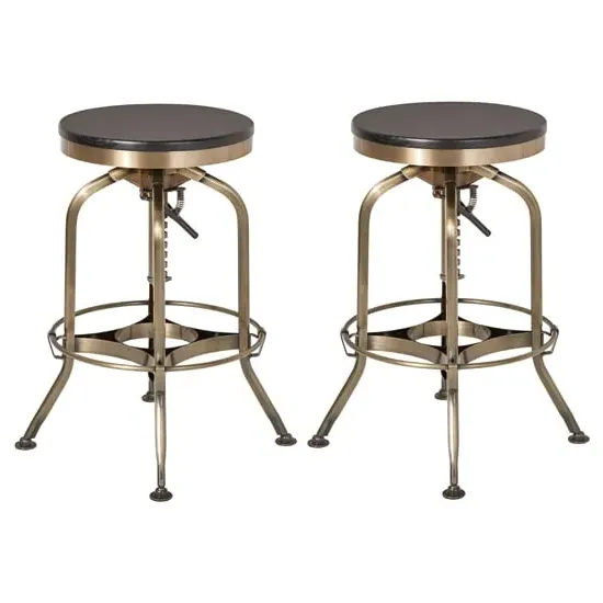 Dschubba Adjustable Bar Stools - Brass, Steel image