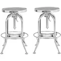 Dschubba Adjustable Stool Pair - Silver, Steel