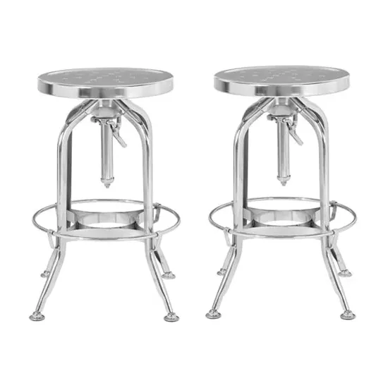 Dschubba Adjustable Stool Pair - Silver, Steel