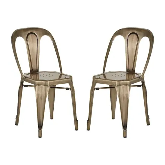 Dschubba Metal Dining Chairs Pair - Brass
