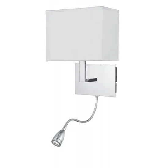 Dual Arm Wall Lamp with LED Flexi Arm - Chrome, Fabric