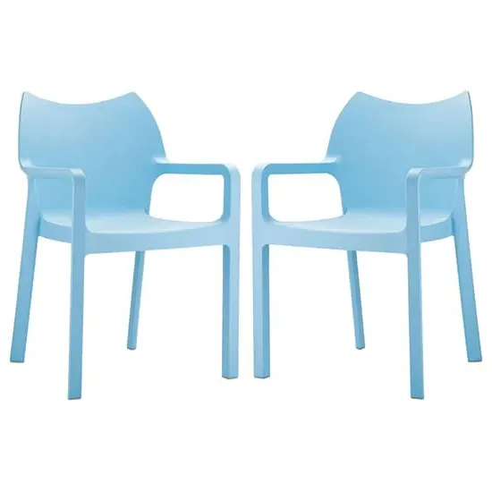 Dublin Dining Chairs Set of 2 - Light Blue, Glass Fibre