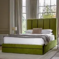 Dublin Velvet King Size Bed with Storage - Olive