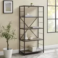 Dublin Wooden Bookcase with 4 Shelves - Grey