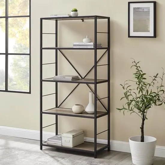 Dublin Wooden Bookcase with 4 Shelves - Grey image